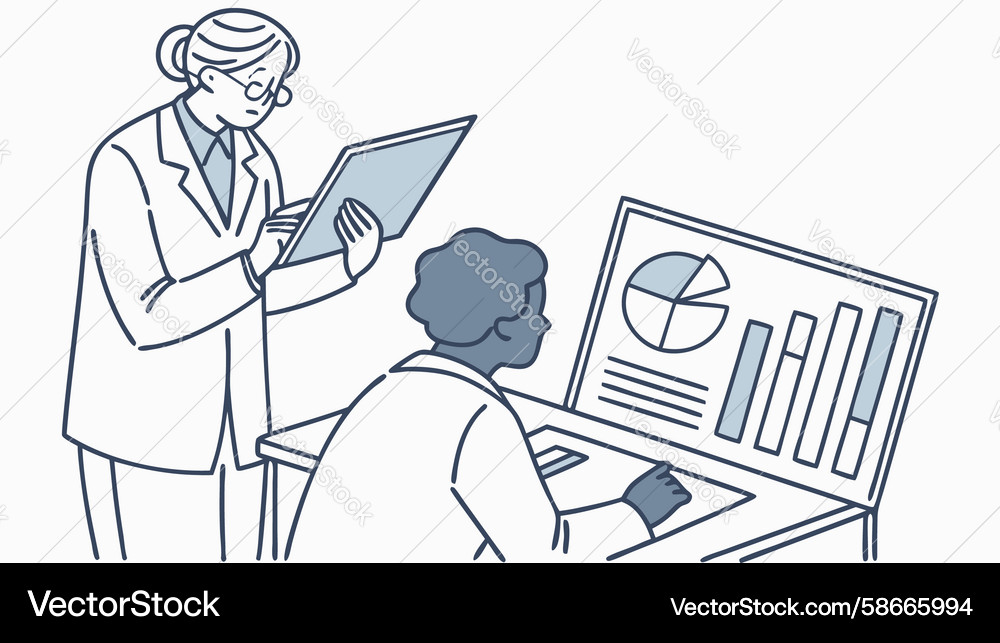 Business team analyzing data and graphs Vector Image