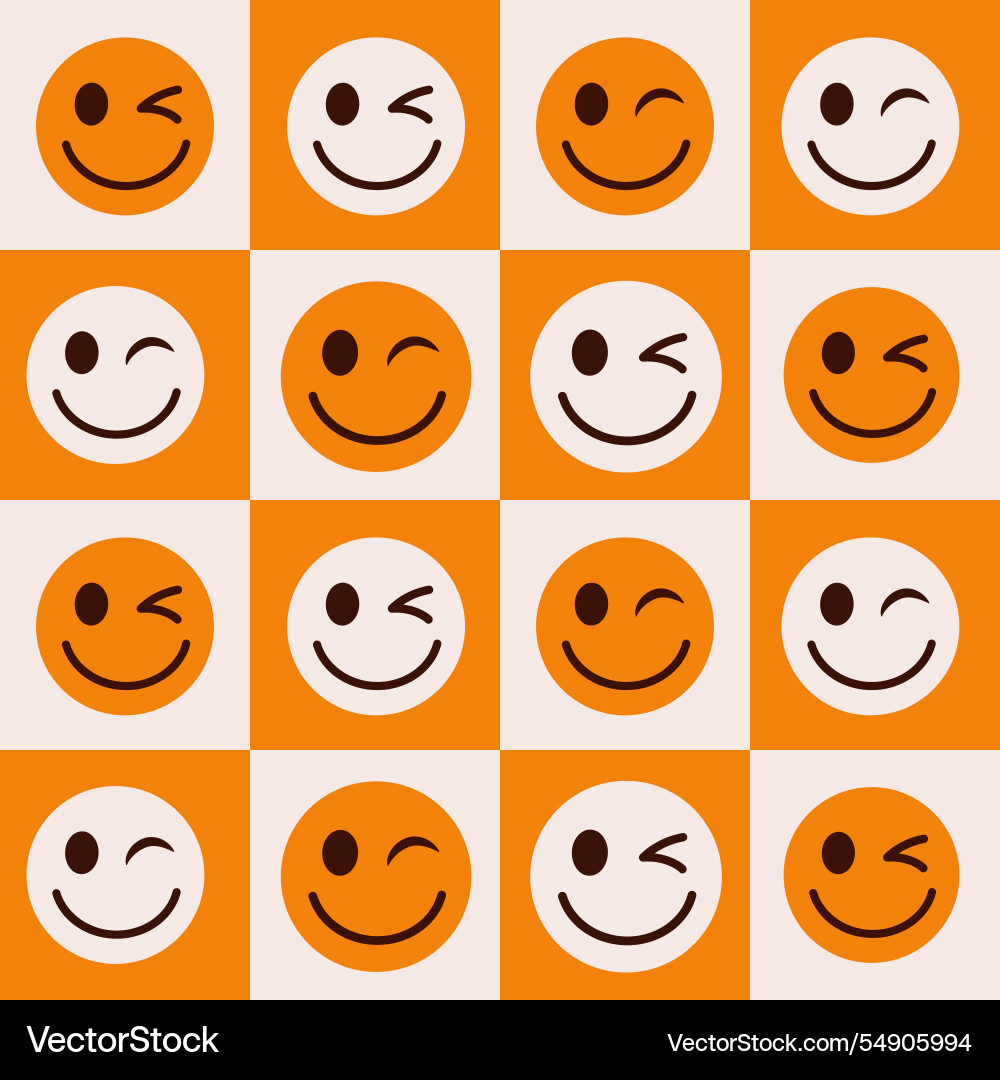 Checkered winking faces seamless pattern Checkered winking faces seamless pattern vector image