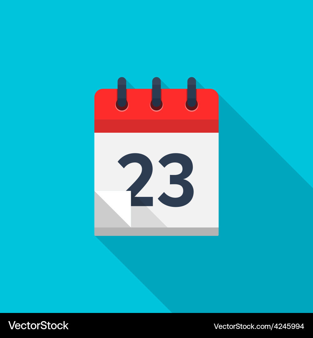 Flat calendar icon date and time background vector image