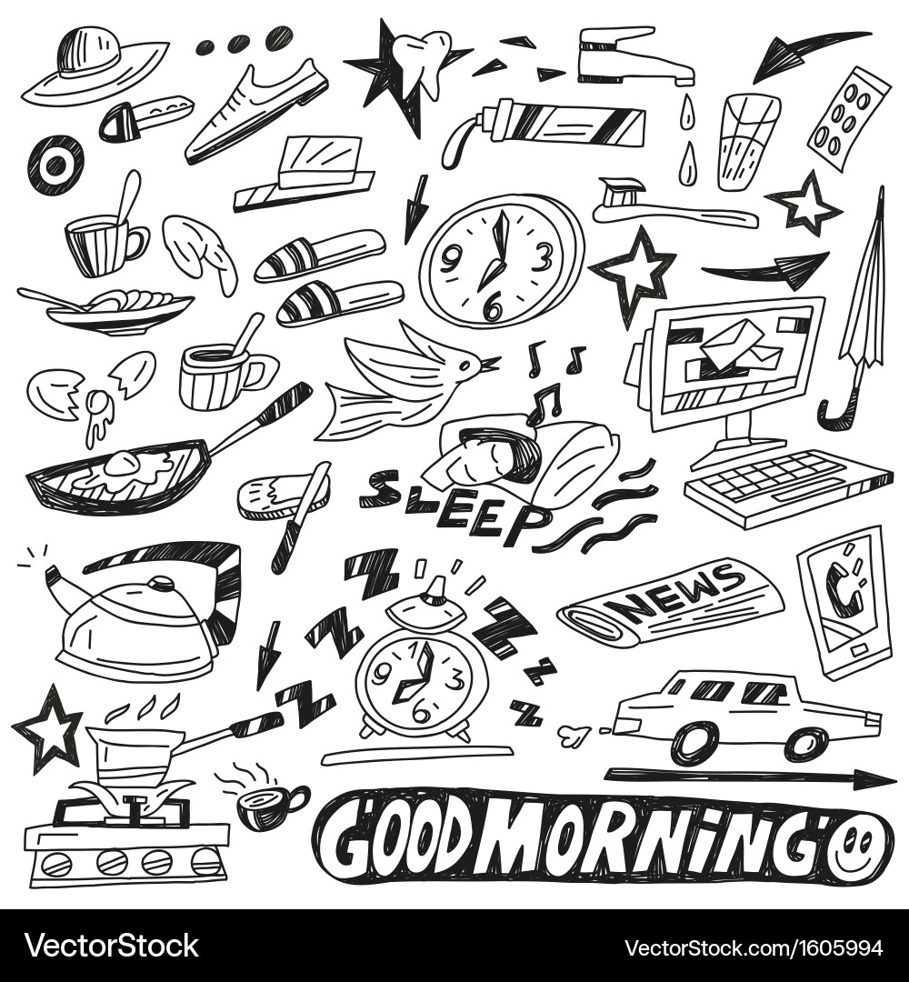 Morning doodles vector image