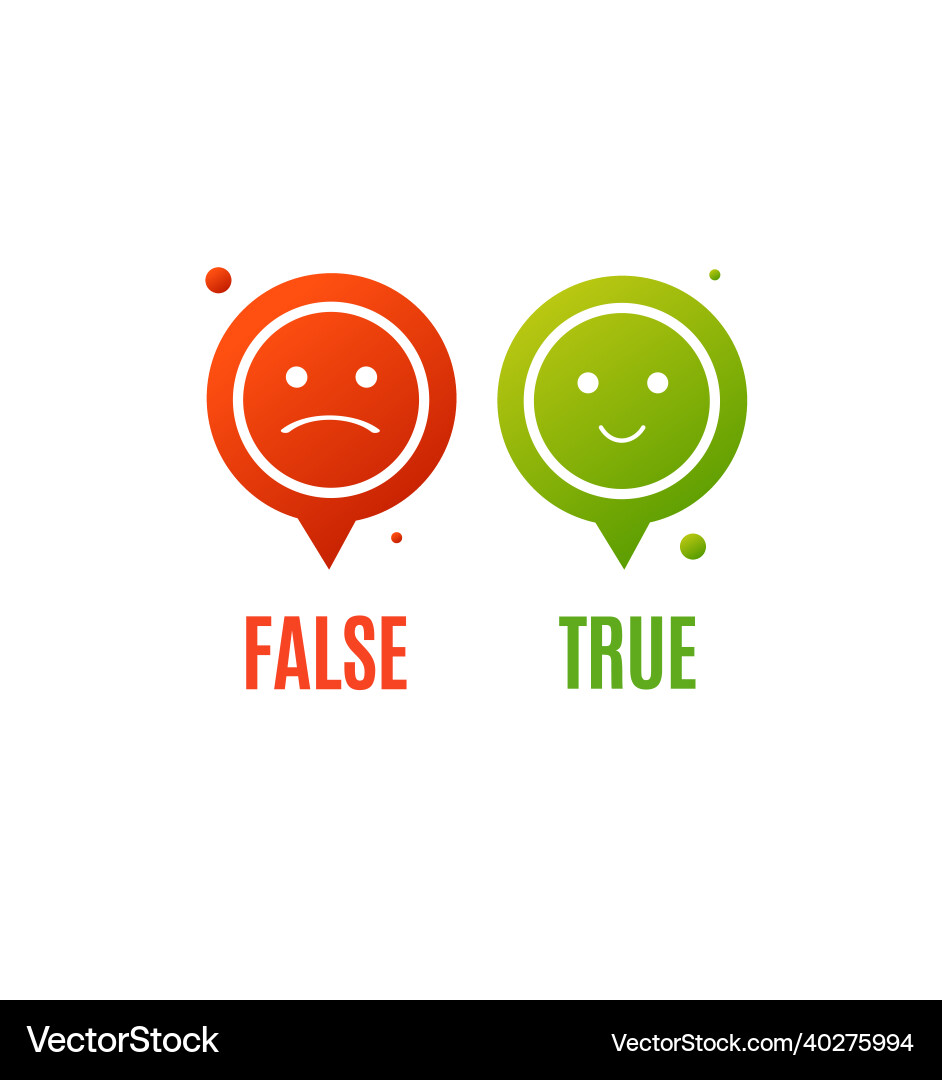 Pin pointer true or false with smile set Pin pointer true or false with smile set vector image