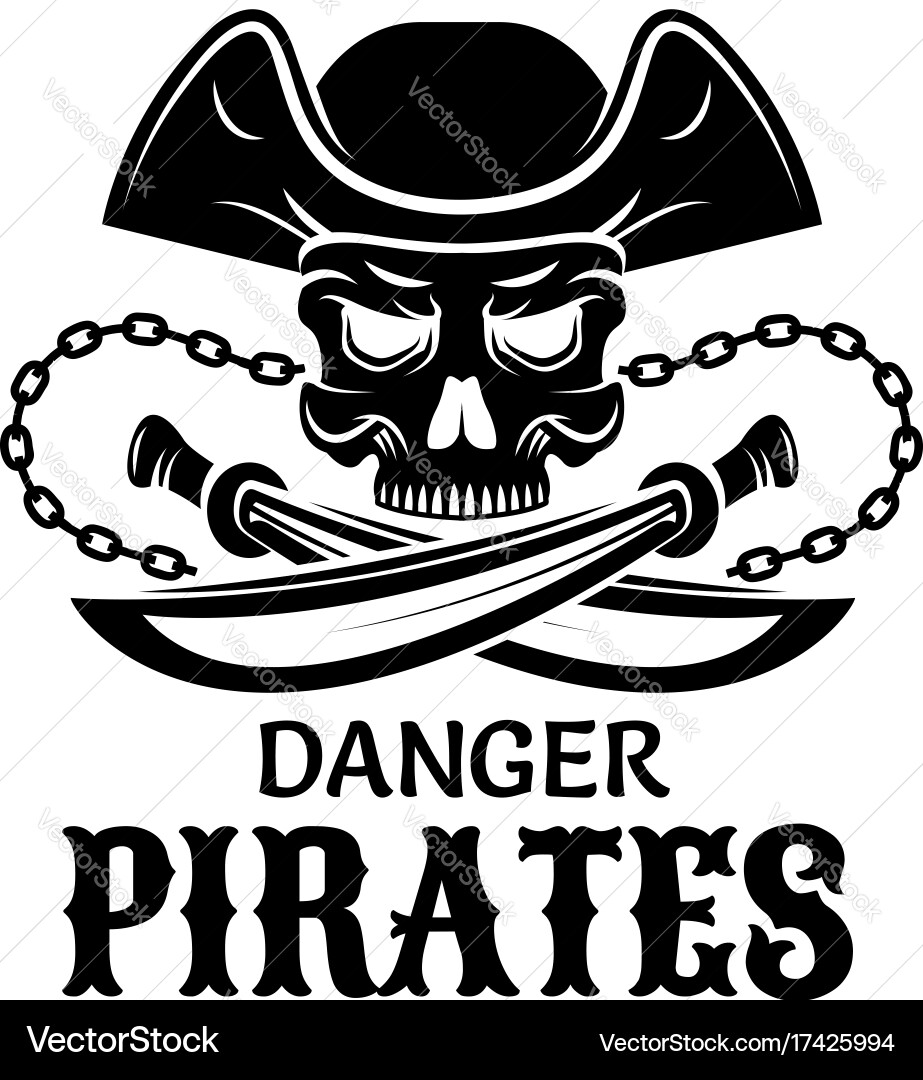 Pirate Skull Captain with Crossed Sword Vector Image