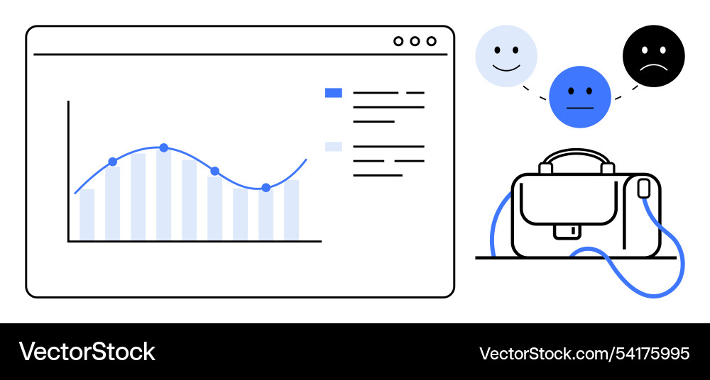 Analyzing performance data with emotion icons Vector Image