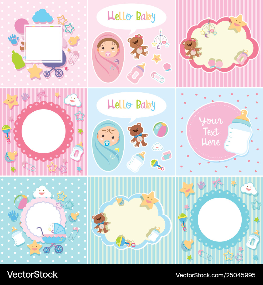 Cute Baby Border Set – Royalty-Free Vector | VectorStock, image size:1000x1080