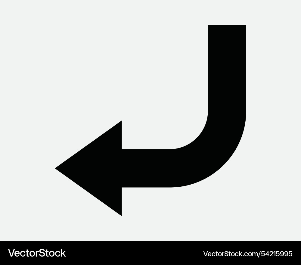 Down left arrow turn turning curve reverse before Down left arrow turn turning curve reverse before vector image