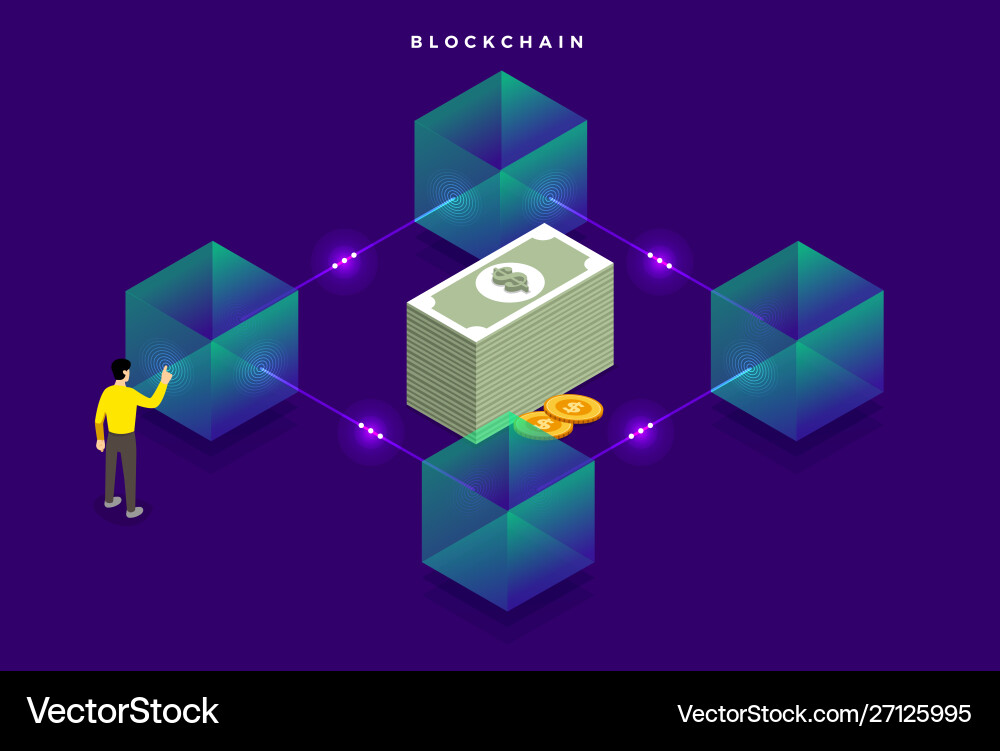 Flat design concept blockchain security digital Flat design concept blockchain security digital vector image