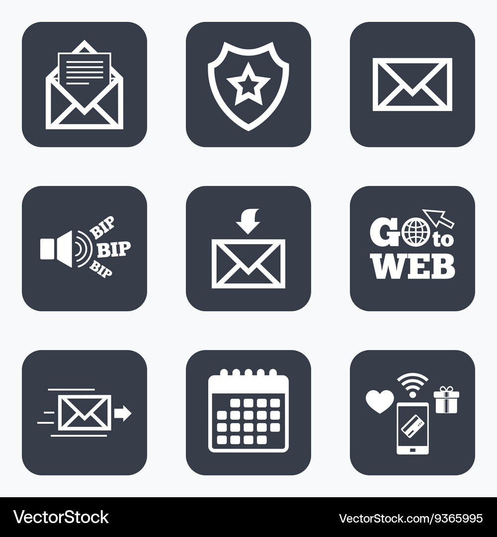 Mail envelope icons message document symbols Vector Image