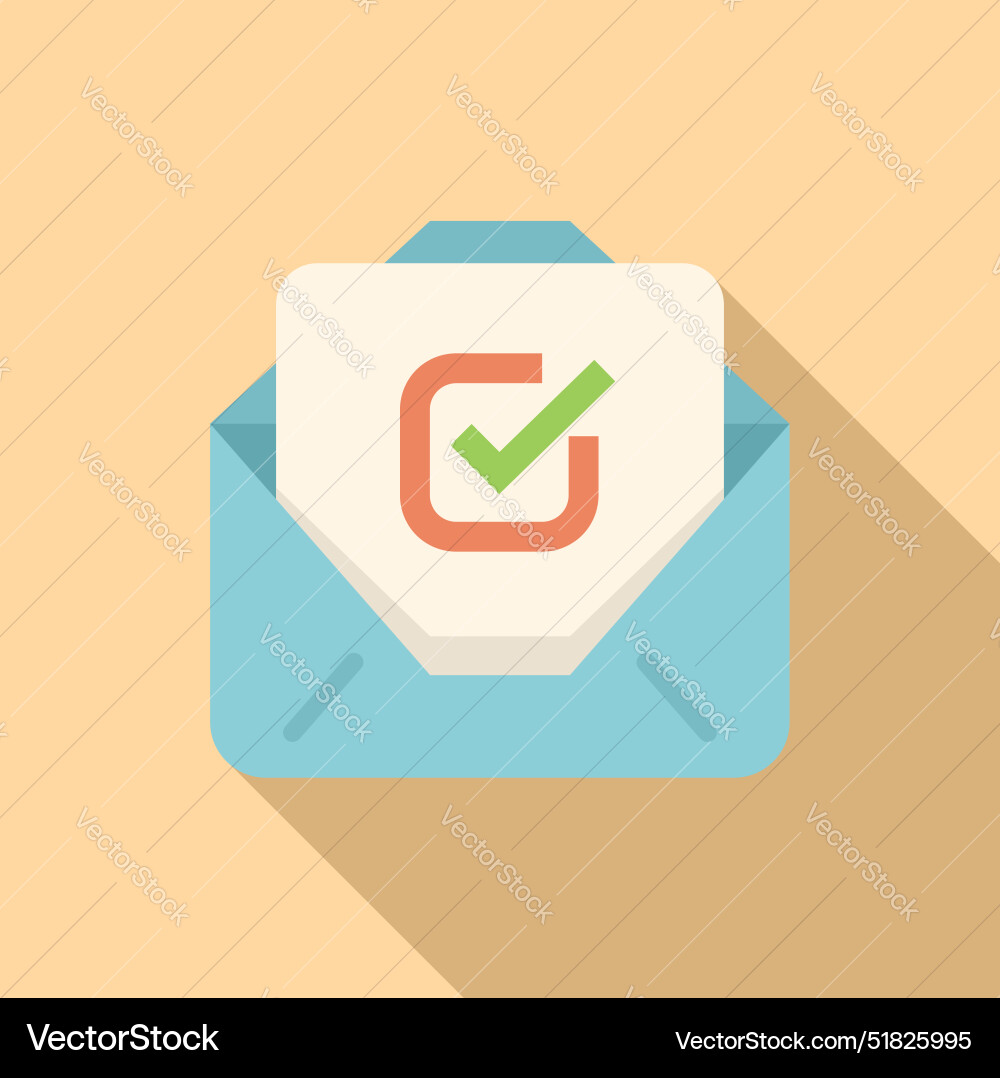 Open mail envelope containing check mark showing Open mail envelope containing check mark showing vector image