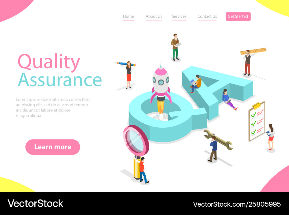 QA Landing Page Template - Isometric vector image