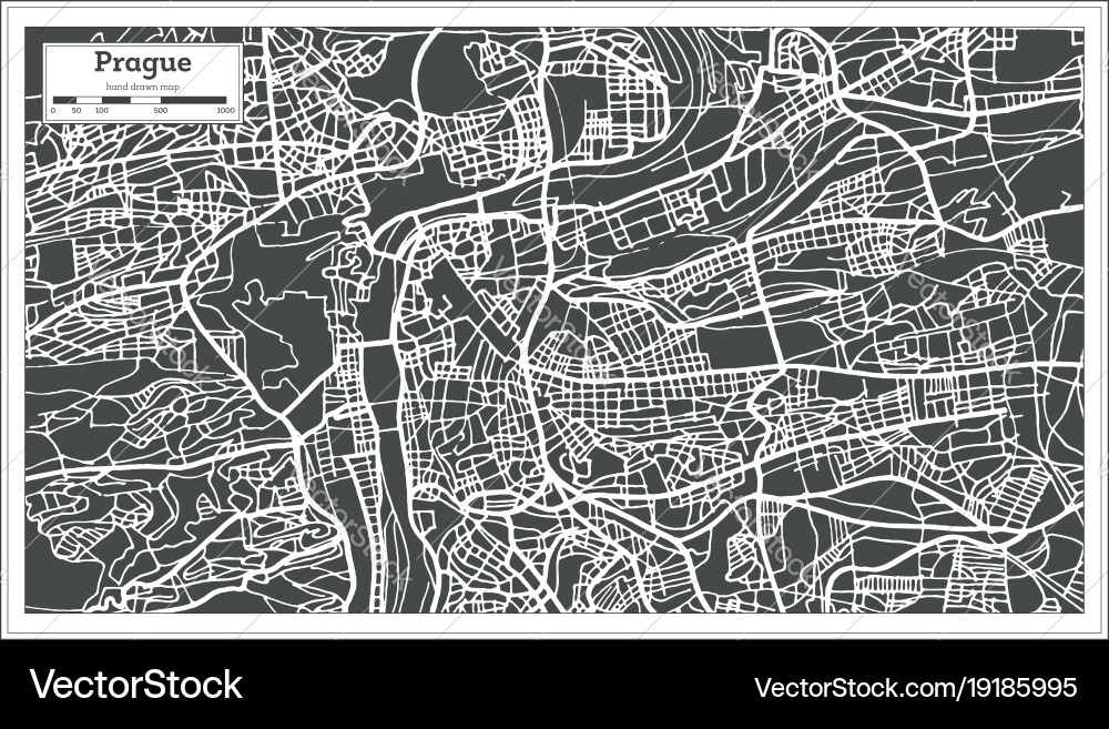 Retro Style Prague Map Vector Image