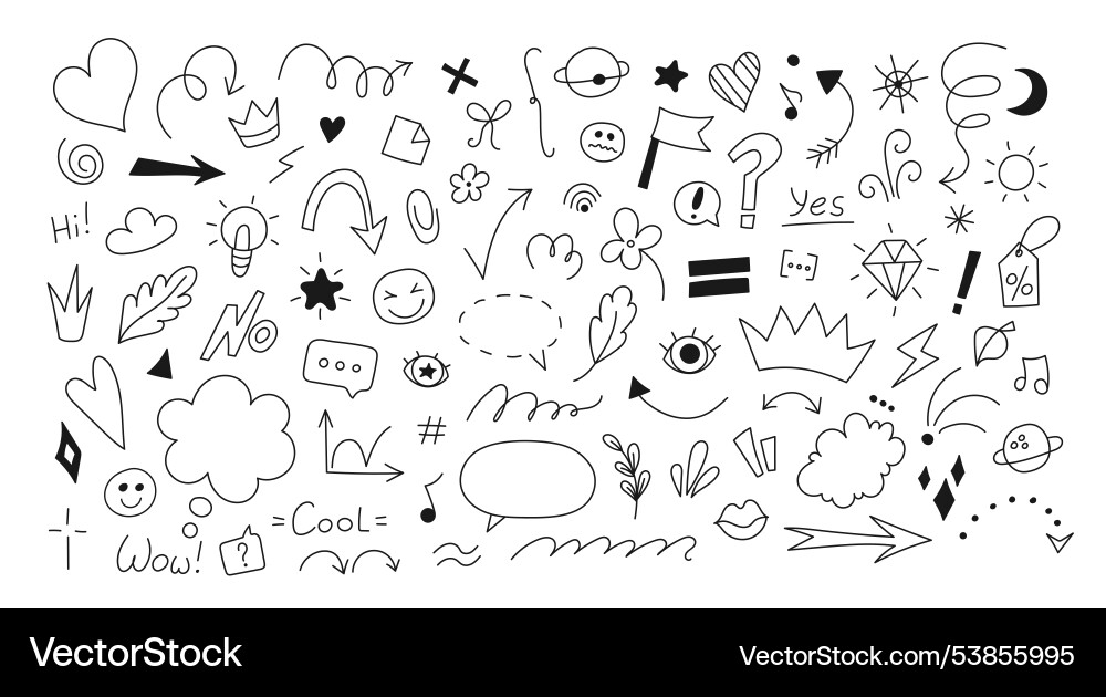 Set of doodle elements simple sketch symbols Set of doodle elements simple sketch symbols vector image