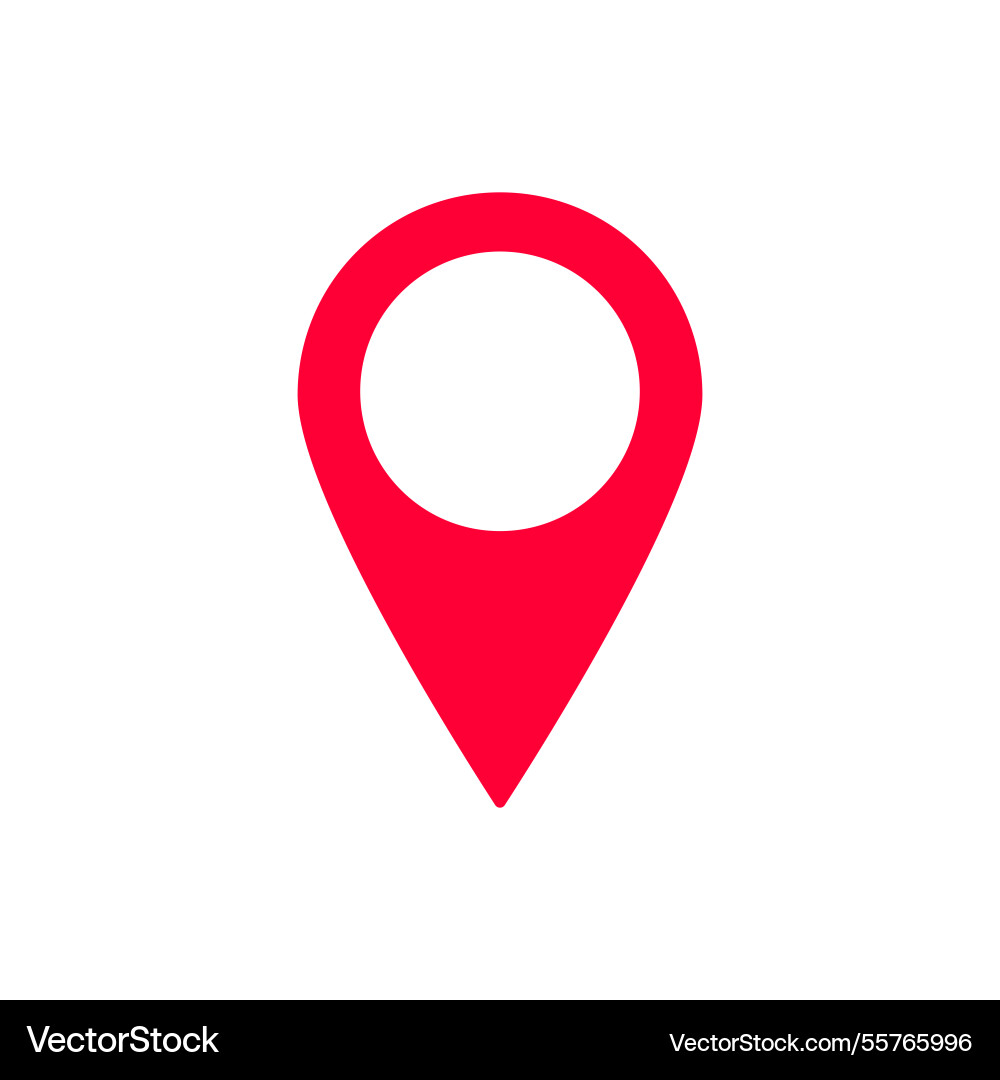 Bright red location symbol with pin shape Vector Image