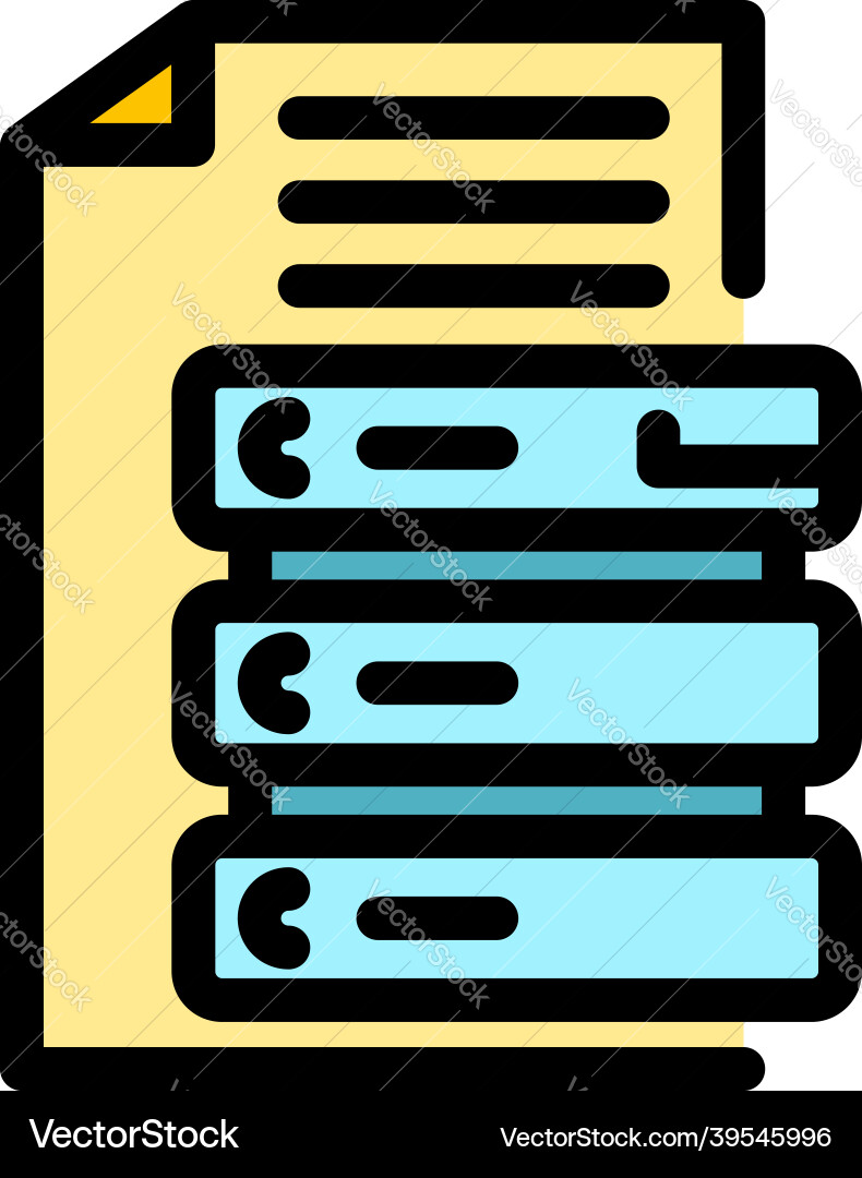 Check server file folder icon color outline Check server file folder icon color outline Vector Image