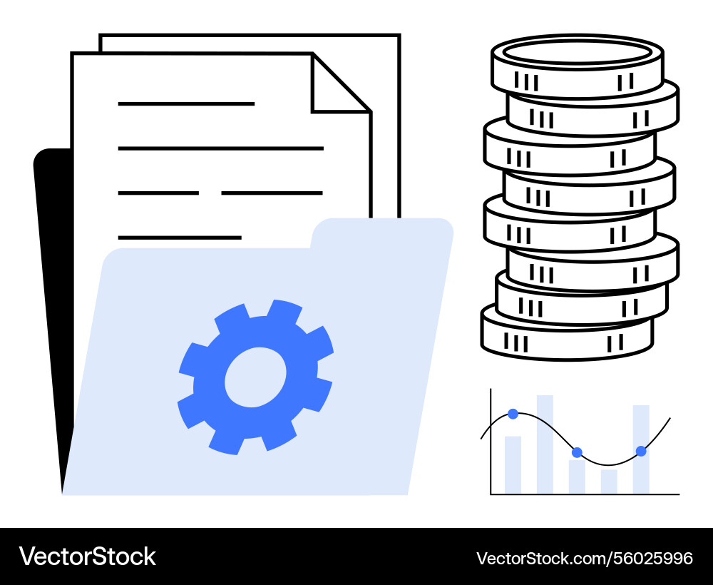 Data management concept with documents folder Data management concept with documents folder vector image