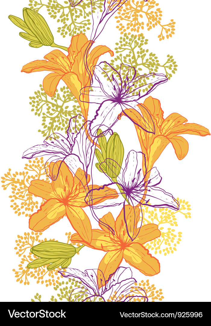 Elegant Lilies Seamless Pattern Vector Image