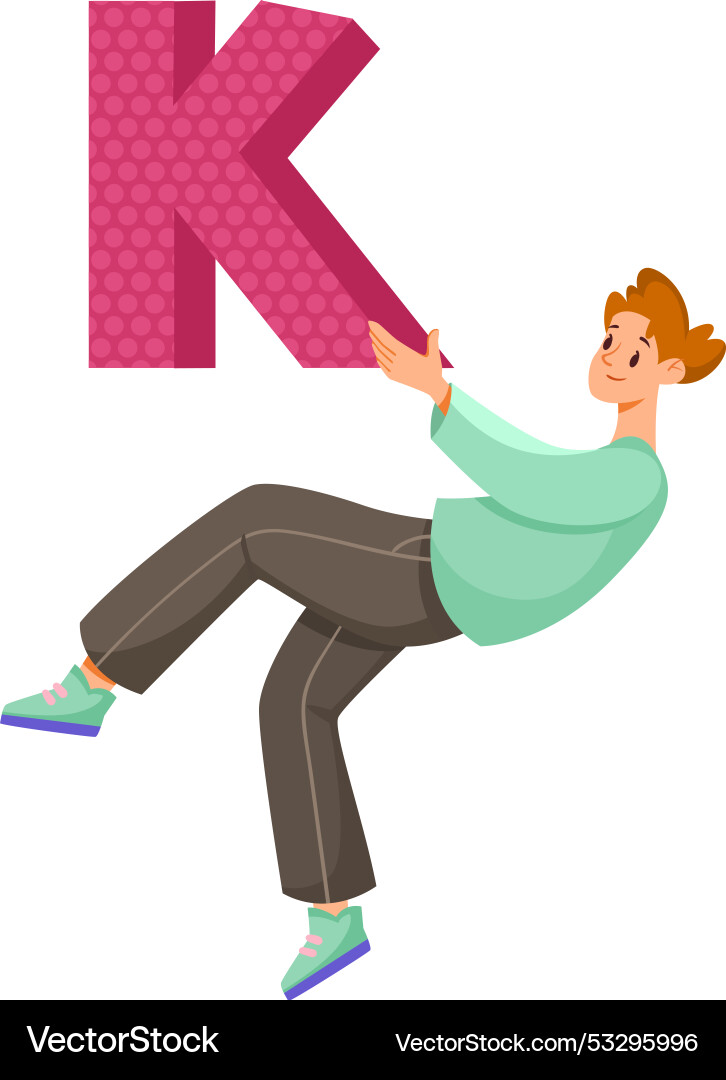 Man character float in the air with letter Man character float in the air with letter vector image