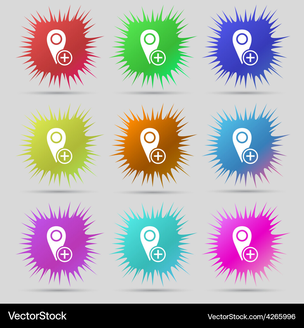 Map pointer icon sign a set of nine original Vector Image