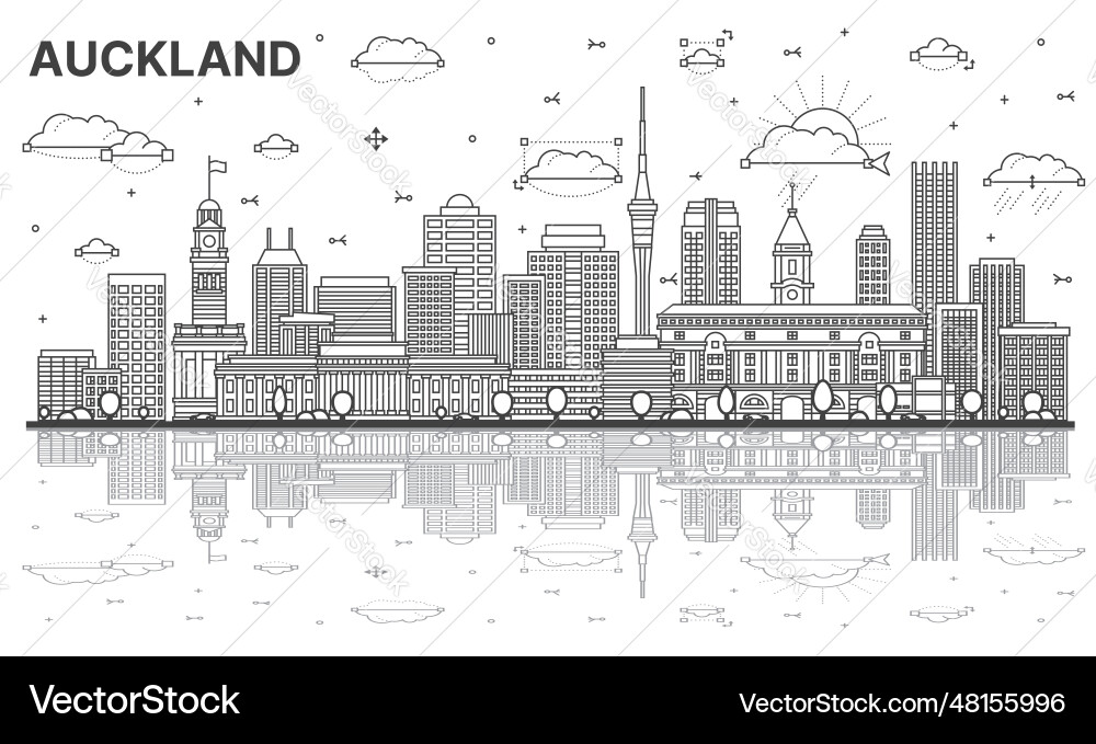 Outline auckland new zealand city skyline Outline auckland new zealand city skyline vector image