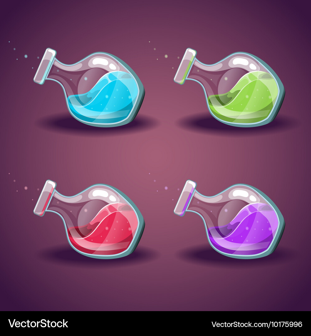 Set of bottle with liquid magic elixir Vector Image