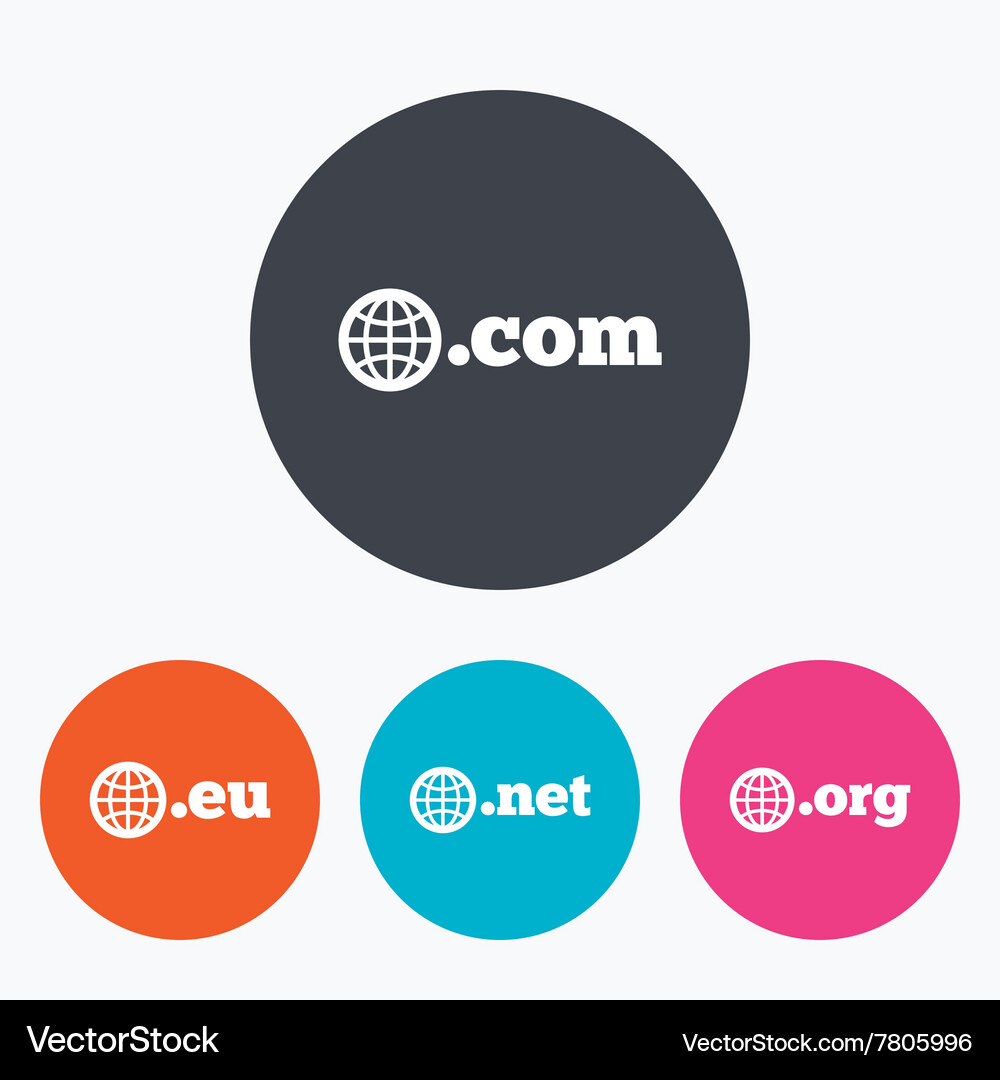 Top-Level-Domains signiert com eu net und org Vektorbild