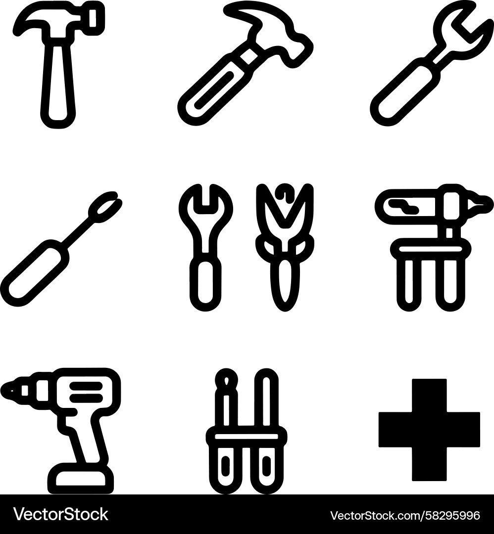 Workshop Icon Set - Toolkit & Tool Vector Image