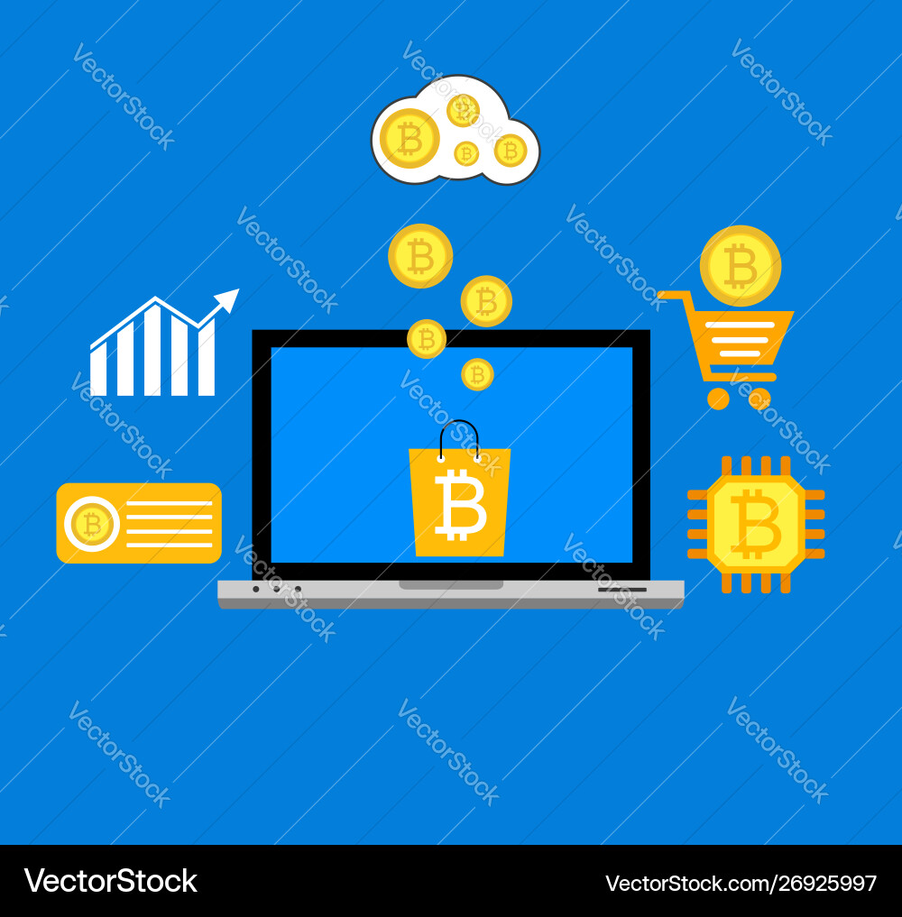 Blockchain scheme mining crypto currency server Blockchain scheme mining crypto currency server vector image