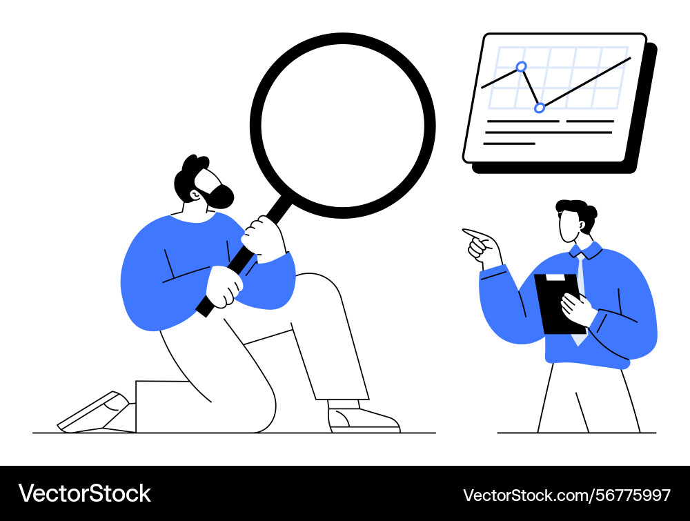 Colleagues discussing data insights using Colleagues discussing data insights using vector image