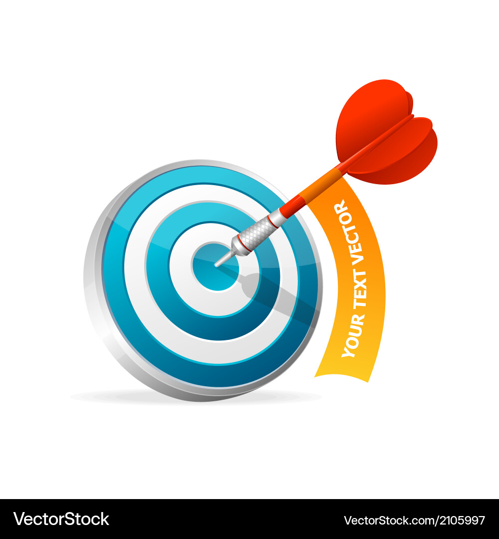 Dartboard with dart hitting a target text banner Vector Image