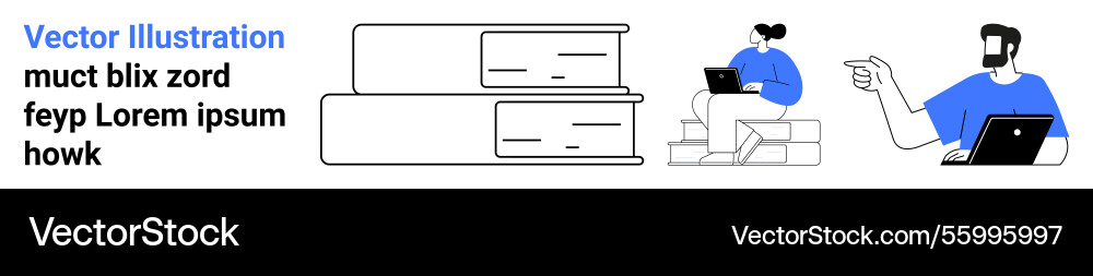 Digital learning concept featuring people using Vector Image