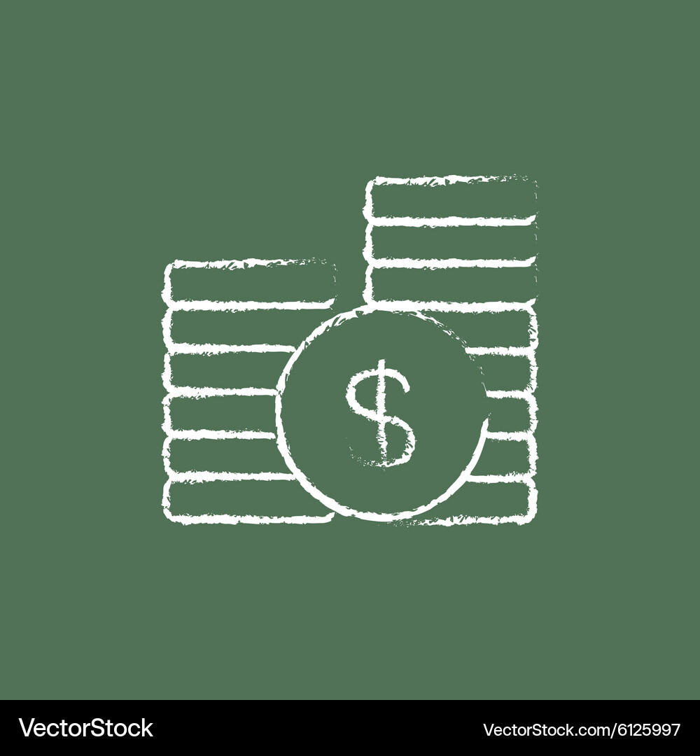 Dollar coins icon drawn in chalk Vector Image