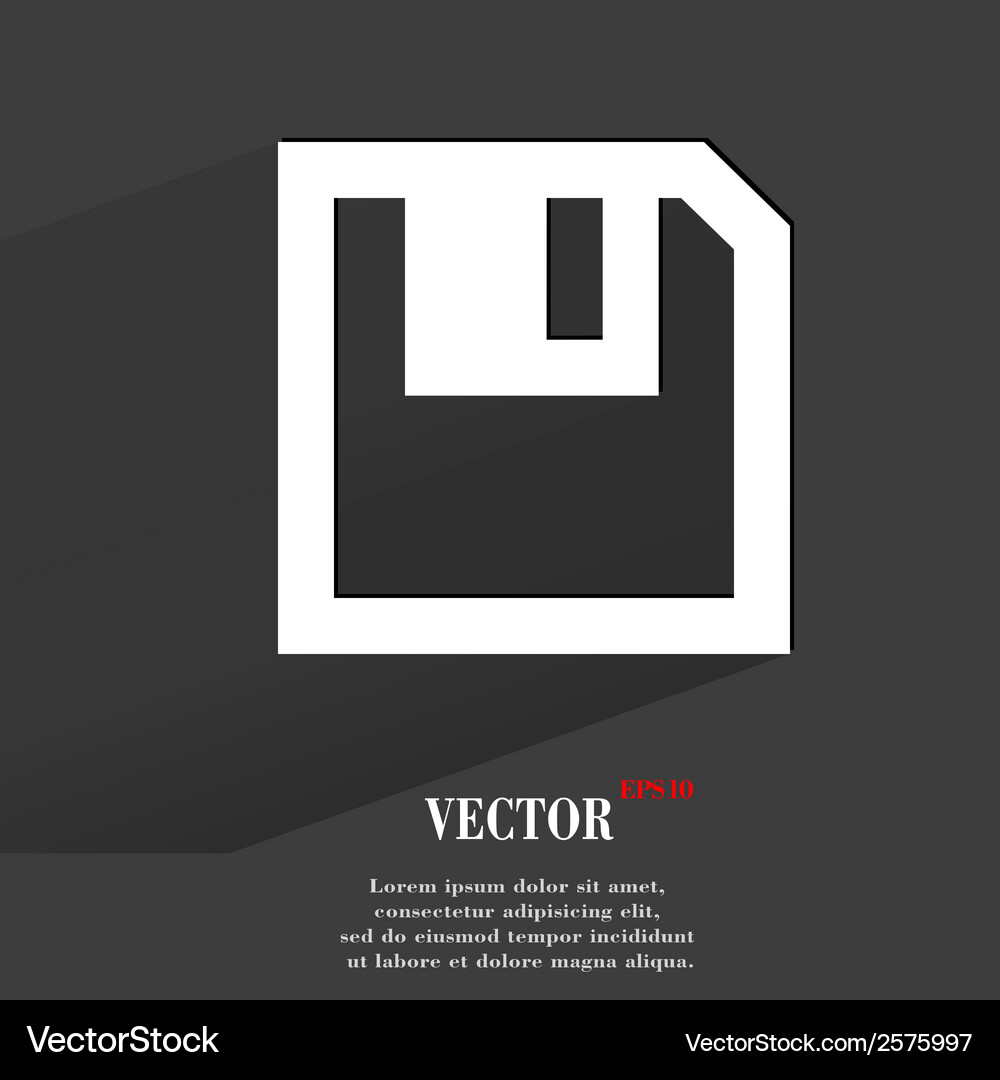 Floppy disk flat modern web button with long Vector Image