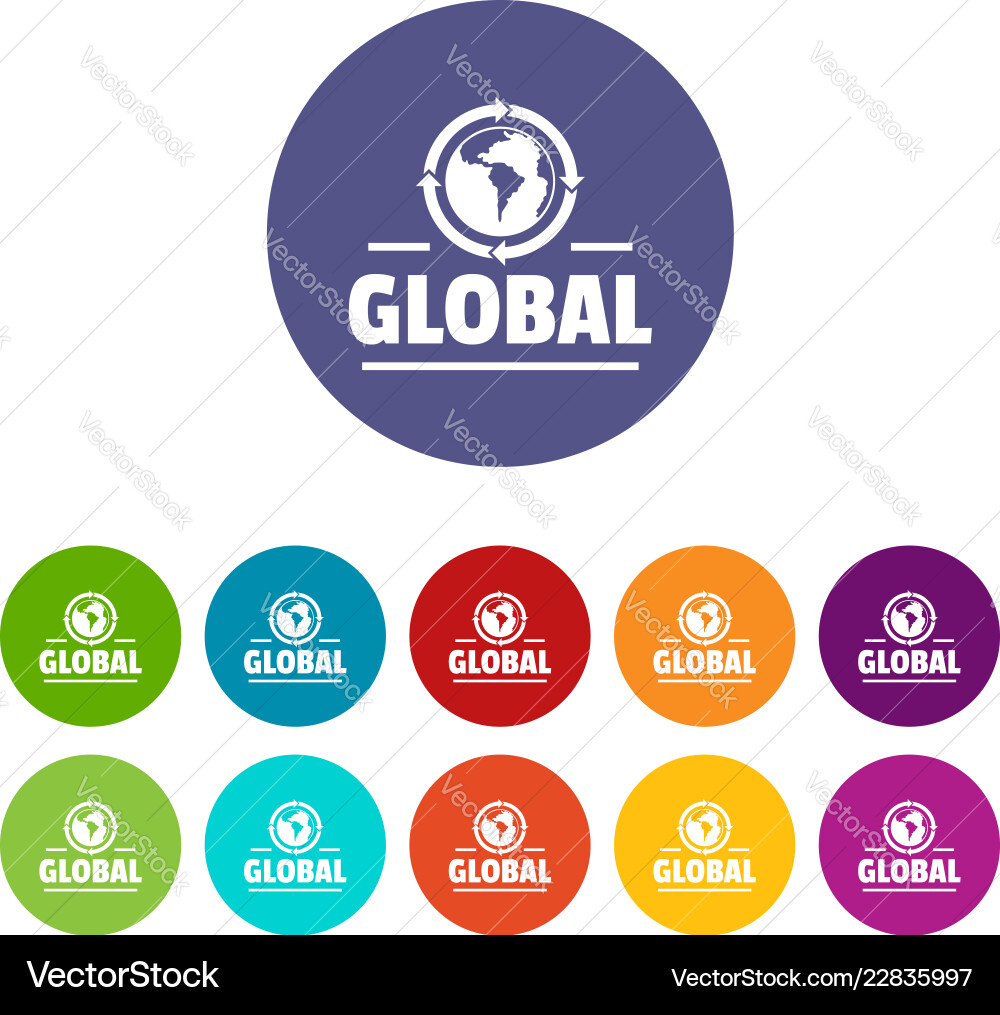 Global icons set color Global icons set color vector image