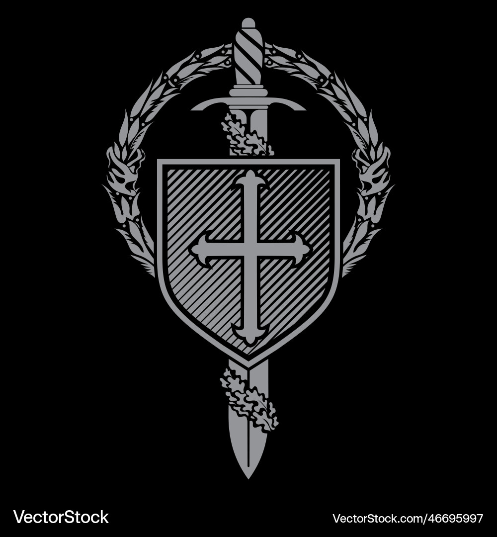 Knightly design crusader knight shield with cross Knightly design crusader knight shield with cross vector image