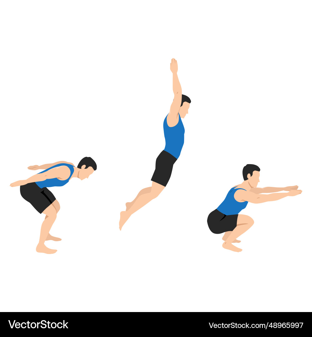 Man Performing Long Jump Exercise vector image