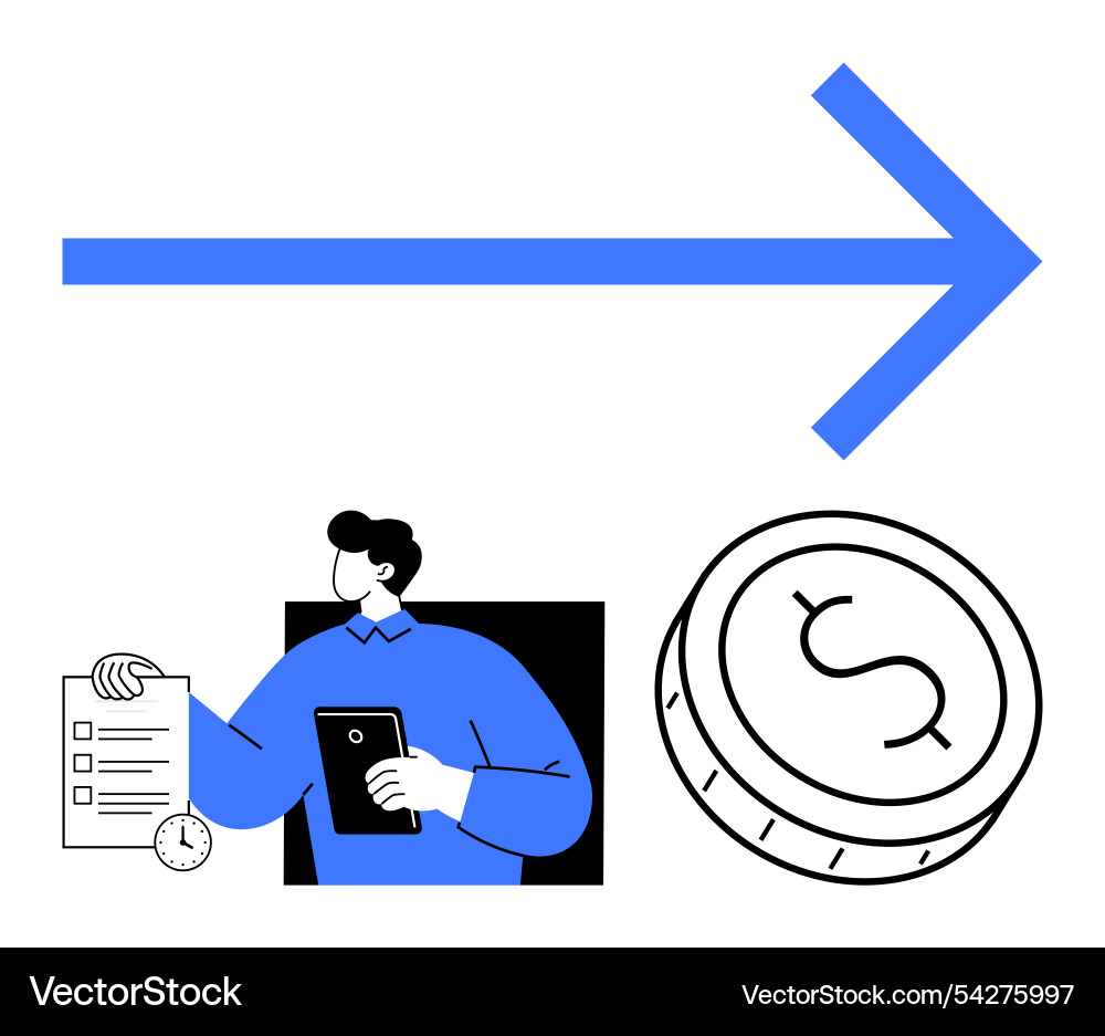 Man with tablet and checklist standing next Man with tablet and checklist standing next vector image