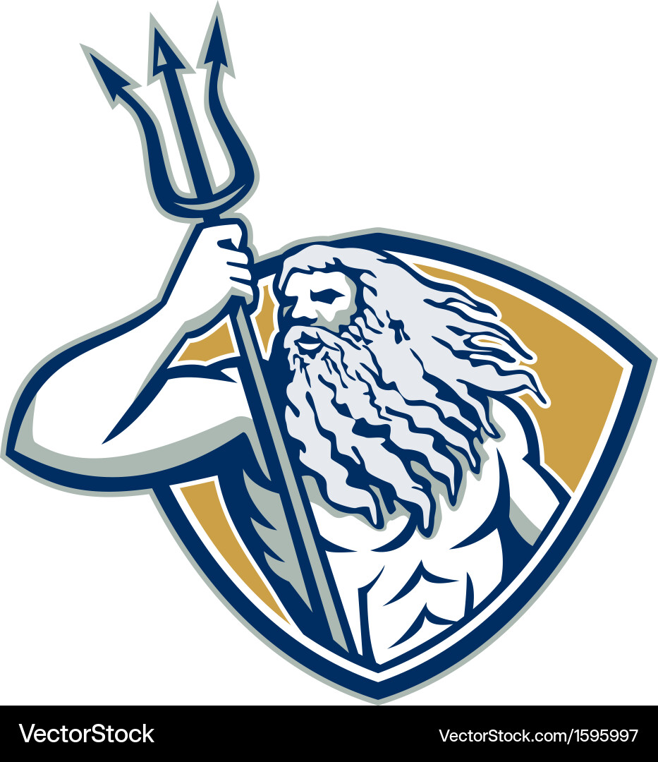 Neptune Trident Poseidon Mythological Deity Vector Image