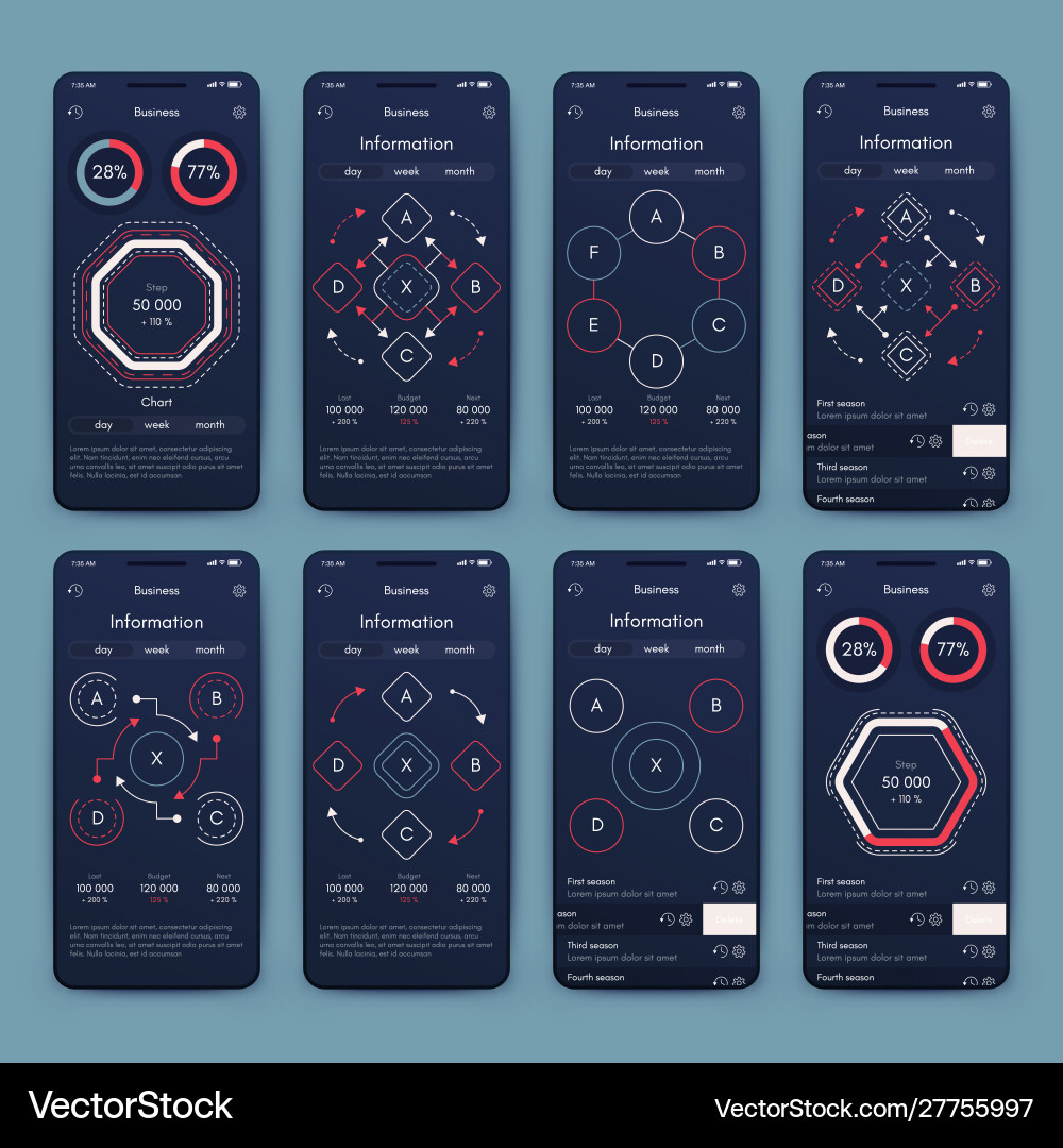 Verschiedene ui ux gui-Bildschirme und flache Web-Symbole Verschiedene ui ux gui-Bildschirme und flache Web-Symbole vektorbild