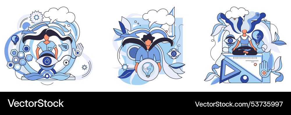 Visualizing abstract thought processes and mental Visualizing abstract thought processes and mental vector image