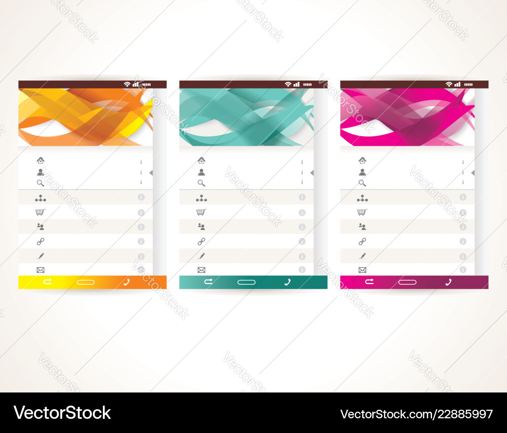 Web user interface elements menu mobile apps Vector Image