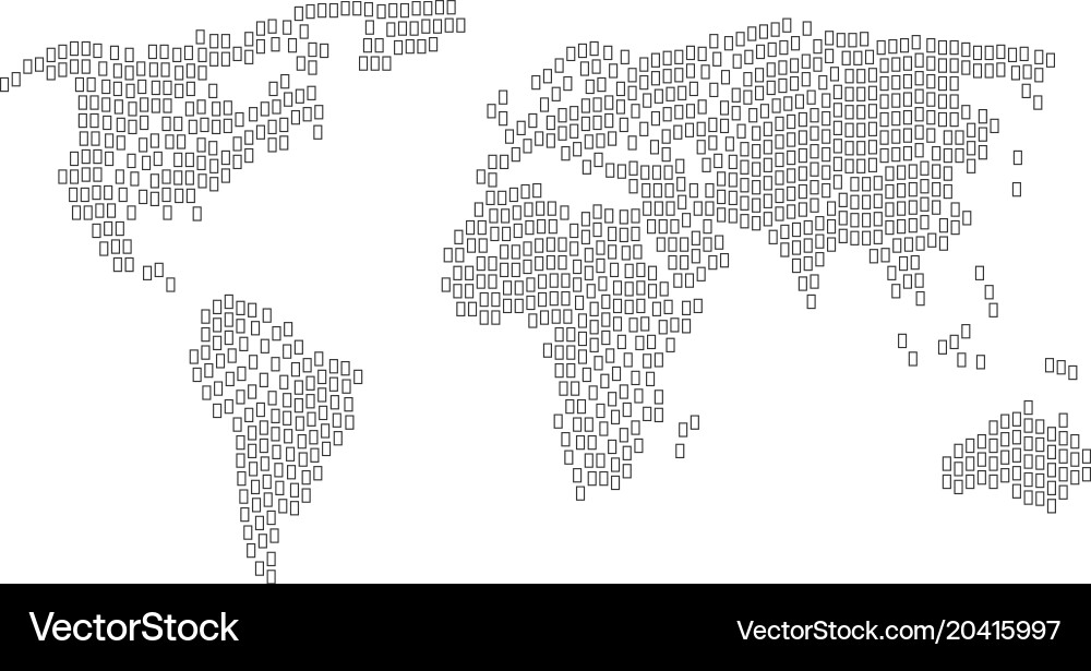 World map pattern of contour rectangle icons vector image