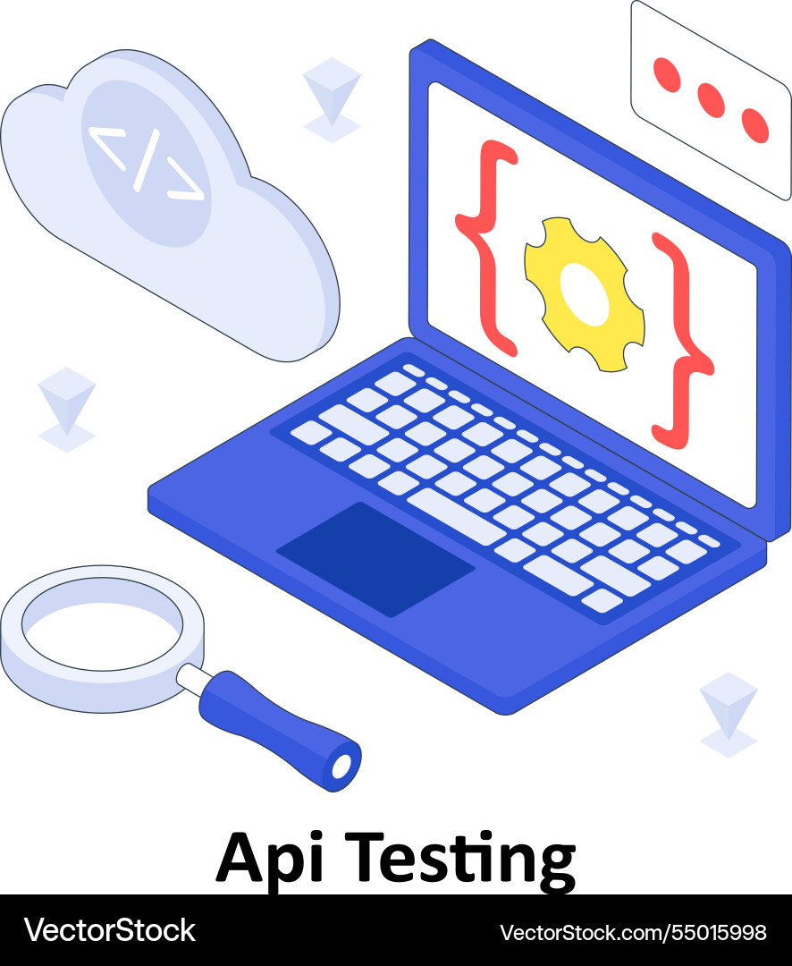 Api testing isometric colored eps fi vector image