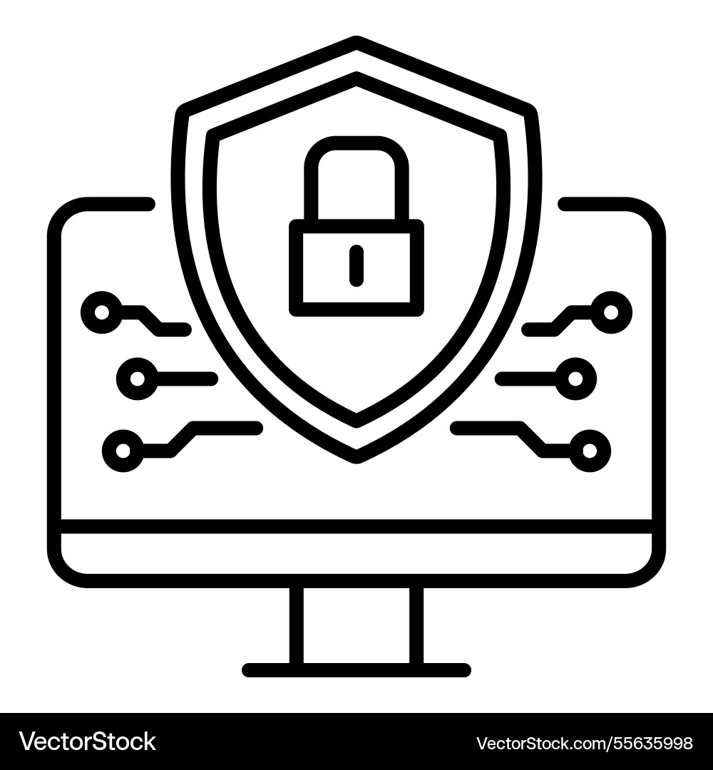 Encryption authentication black round line icon Vector Image