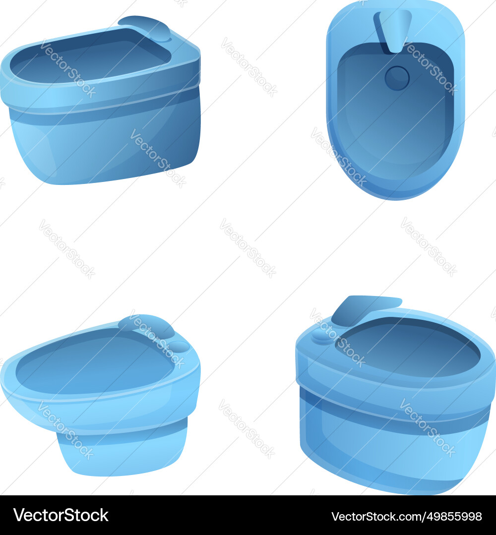 Home bidet icons set cartoon ceramic Home bidet icons set cartoon ceramic vector image