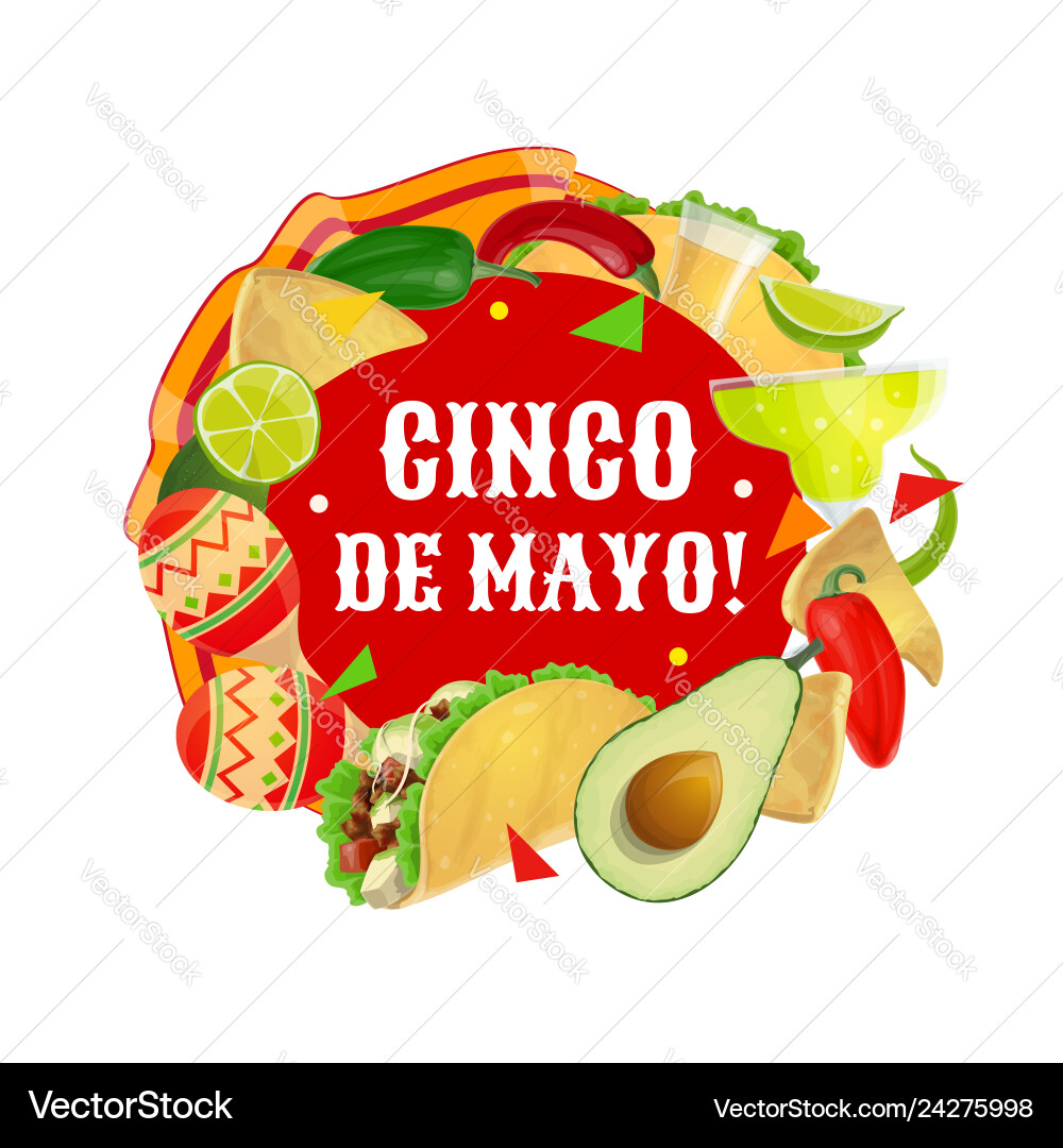 Mexikanische Lebensmittel trinken maracas cinco de mayo party Mexikanische Lebensmittel trinken maracas cinco de mayo party vektorbild