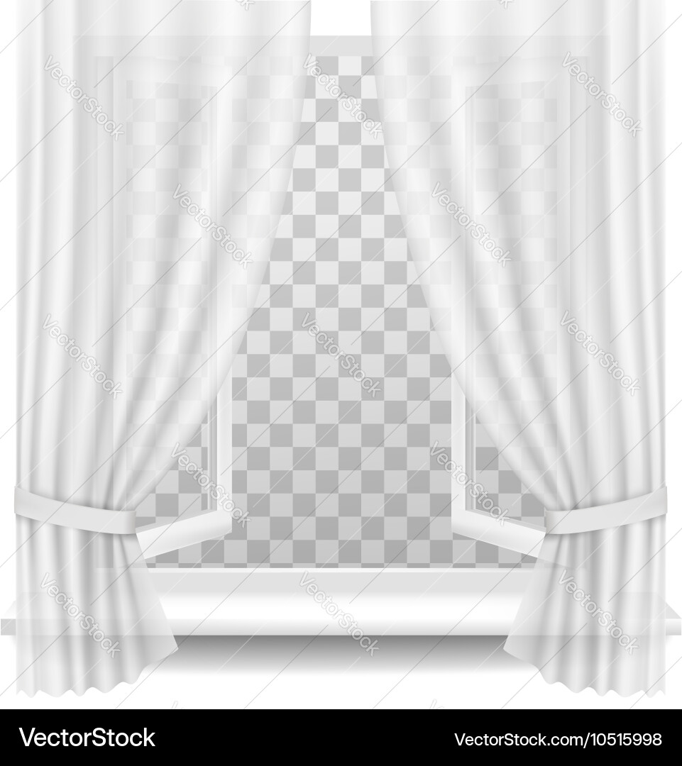 Open window with curtains on a transparent Vector Image