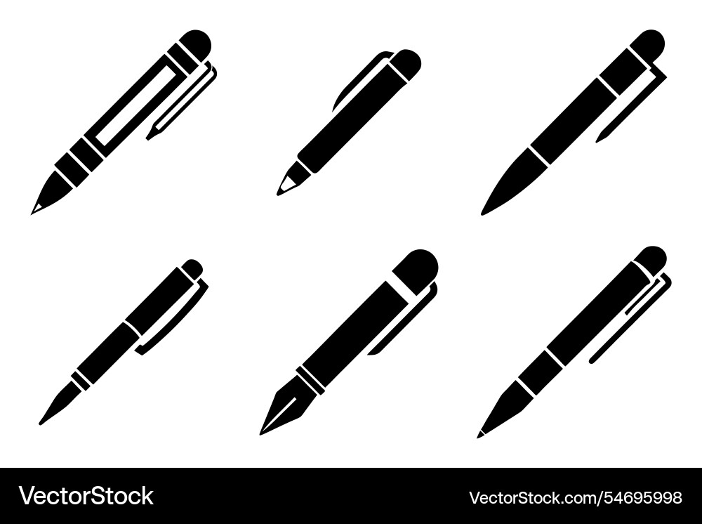 Pen icon bundle set in minimalistic style Pen icon bundle set in minimalistic style vector image
