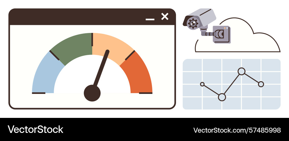 Performance speedometer analytics graph Performance speedometer analytics graph vector image