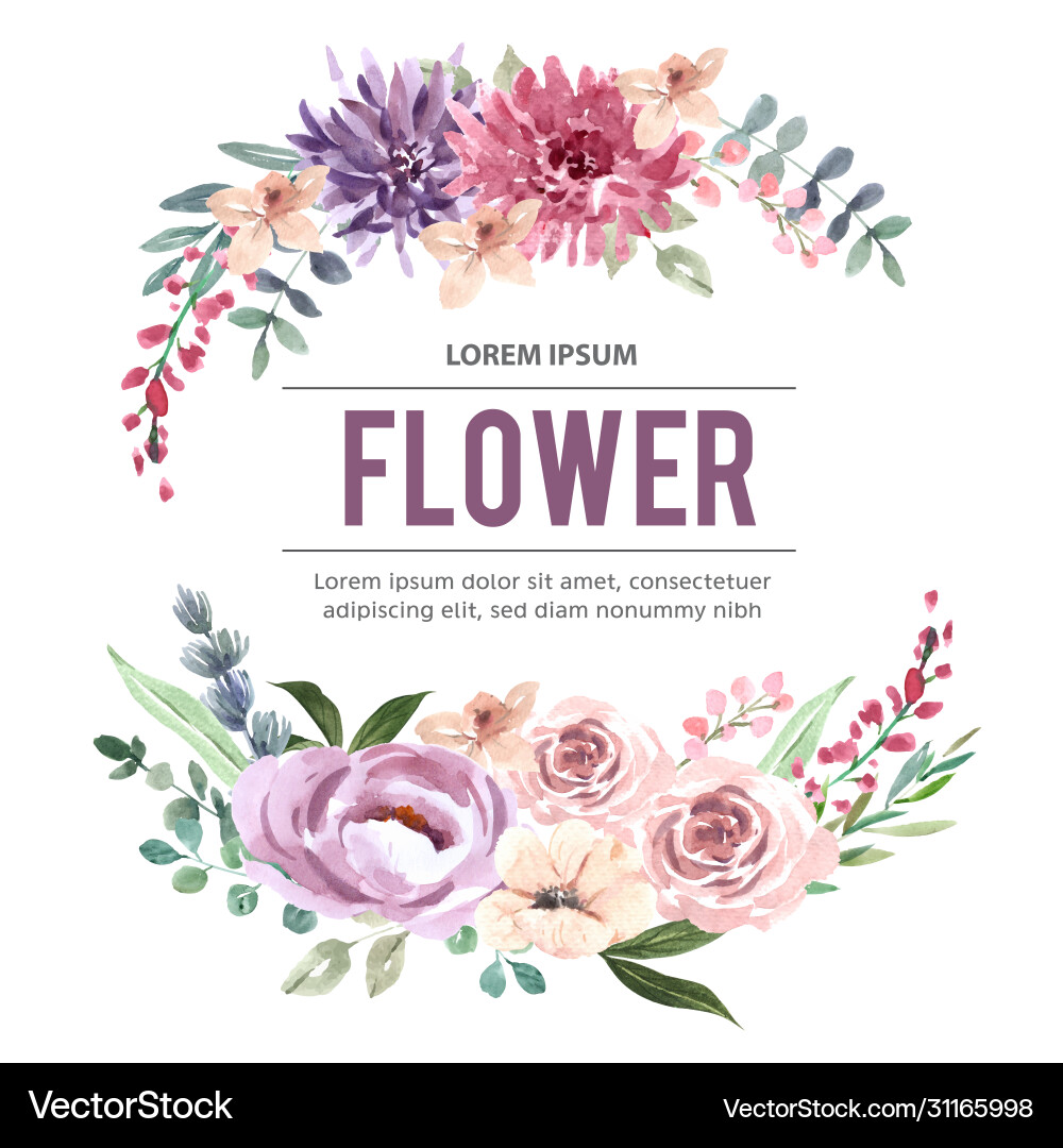 Pink Floral Bouquet Watercolors vector image