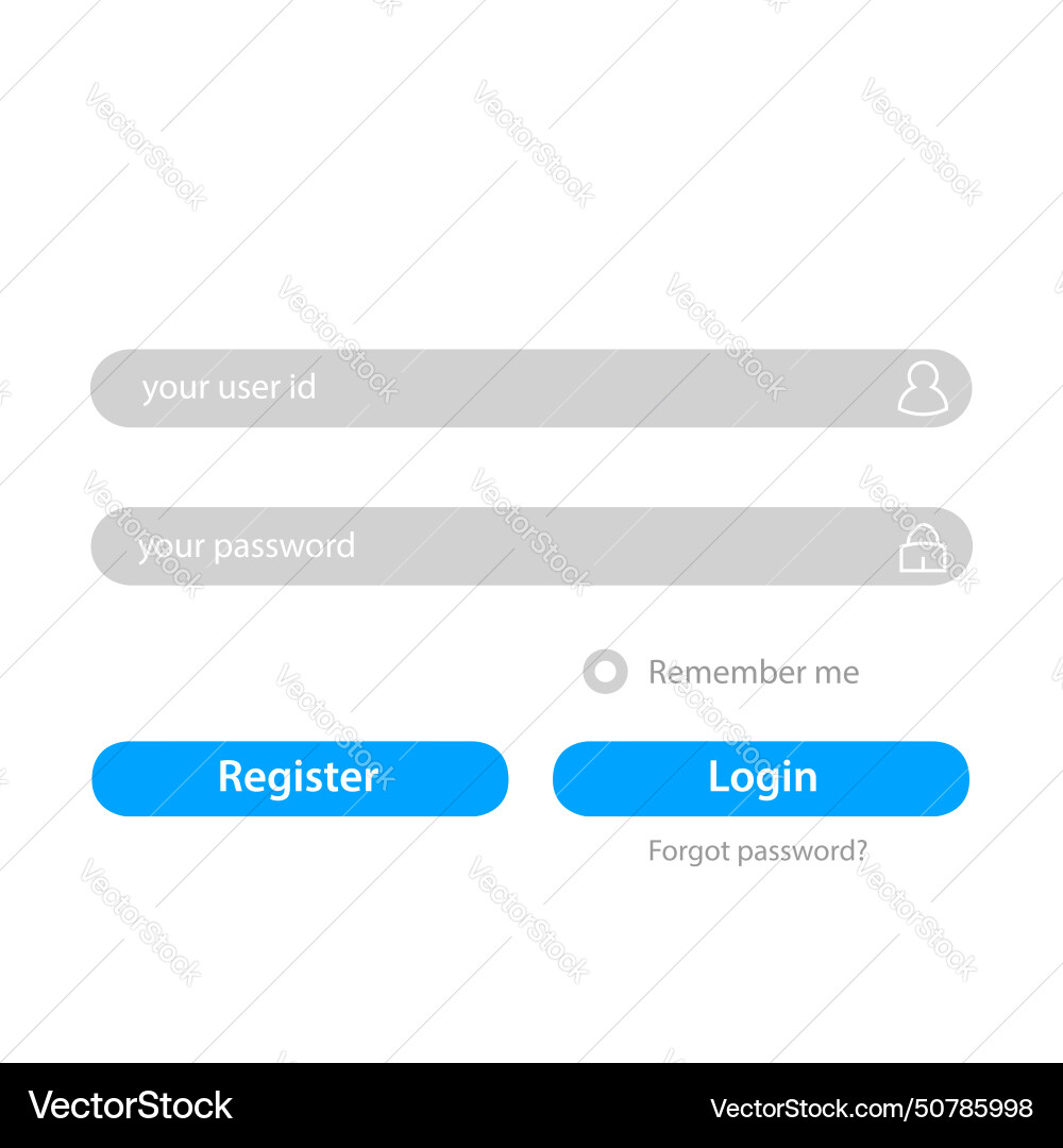 User login and register interface template vector image