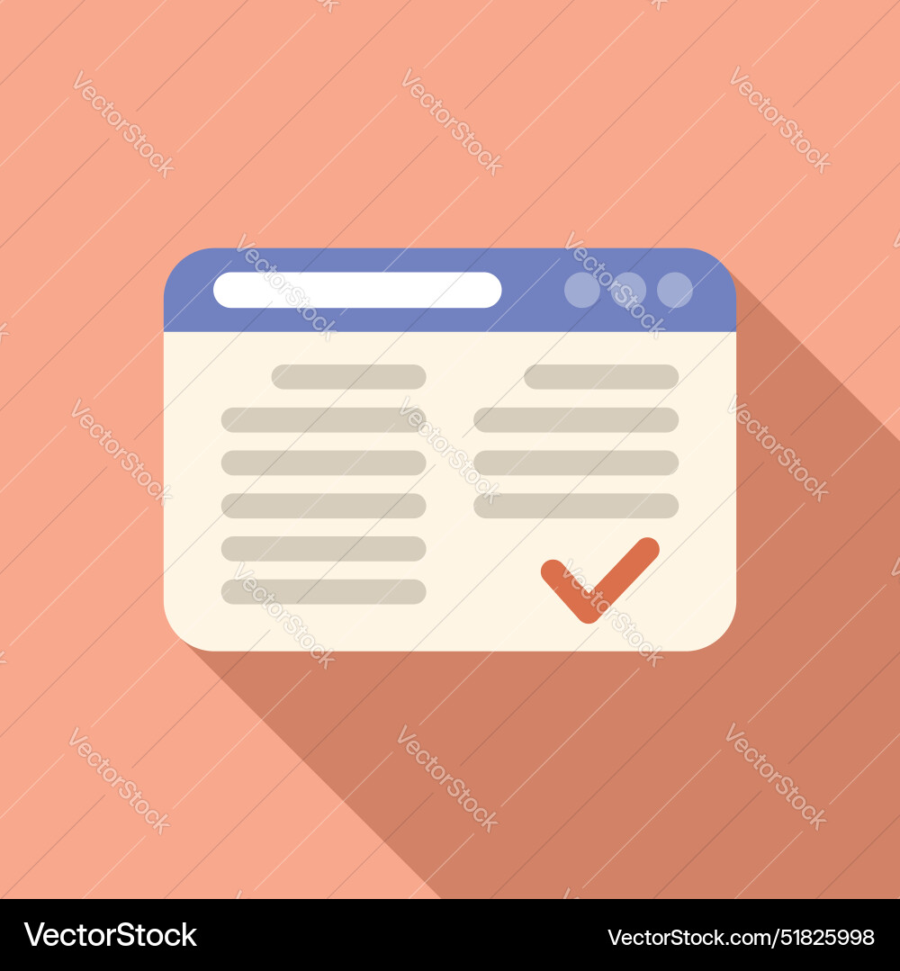 Web browser window showing completed task Web browser window showing completed task vector image
